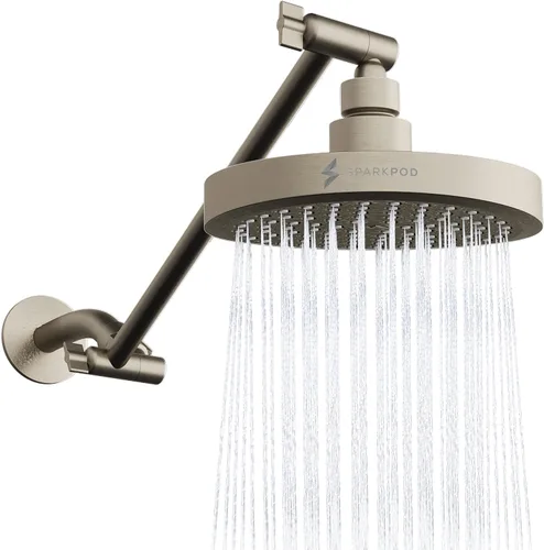 Miniatura 10 de SparkPod Cabezal de Ducha de Lluvia Redondo con Brazo de Extensión - Cabezal de Ducha de Altura Ajustable con Rendimiento de Alta Presión