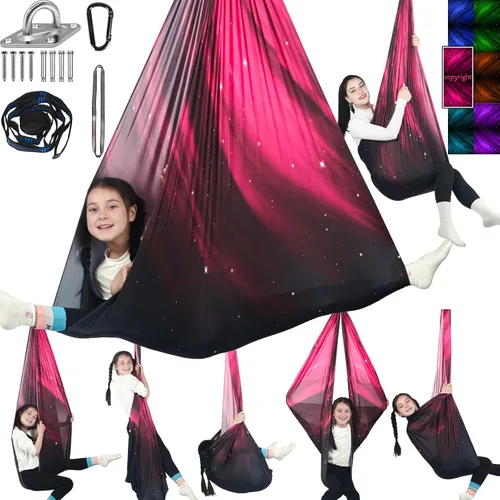 Miniatura 8 de Columpio Sensorial para Niños Soporta hasta 300 libras Interior y Exterior Columpio de Terapia Abrazador con Kit Colgador de Ganchos para Hamaca