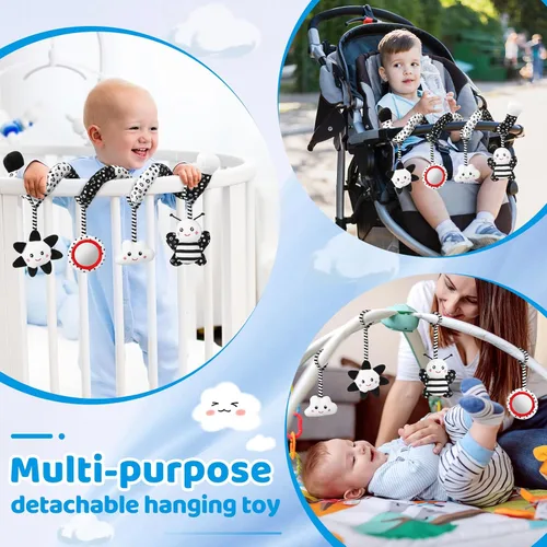 Miniatura 6 de Juguetes Colgantes para Asiento de Coche y Juguetes para Cochecito para Bebés de 0-6 Meses, Juguetes de Bebé de Alto Contraste para Recién Nacidos