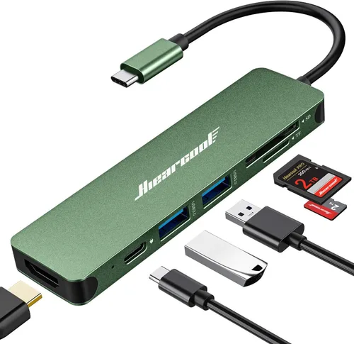 Miniatura 12 de Hiearcool Hub USB C para MacBook Air/Pro, adaptador USBC 7 en 1 multipuerto con adaptador HDMI 4K, estación de acoplamiento USB-C para portátiles