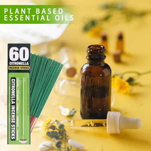 Miniatura 6 de Varillas de incienso de citronela, 60 unidades por caja, varillas de incienso de citronela para exteriores, para campamento, patio, senderismo, etc