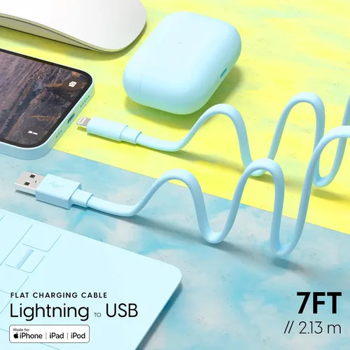 Miniatura 2 de TalkWorks Cable de carga Lightning plano compatible con iPhone 14/Plus/Pro/Pro Max, 13/Mini/Pro/Pro Max, 12/Pro/Pro Max/Mini, 11/Pro/Pro Max, XR