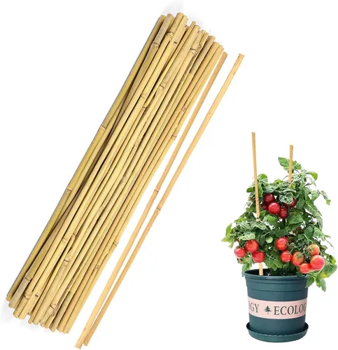 Cambaverd 40 piezas de palos de bambú natural para plantas de interior y exterior, estacas de soporte de 16 pulgadas para tomate, frijoles, plantas