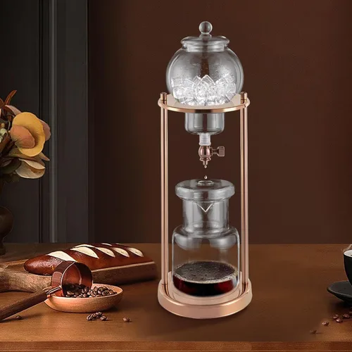 Miniatura 8 de Cafetera de café helado, torre de goteo en frío, máquina de café helado de madera, acero inoxidable y vidrio de borosilicato, olla para compartir