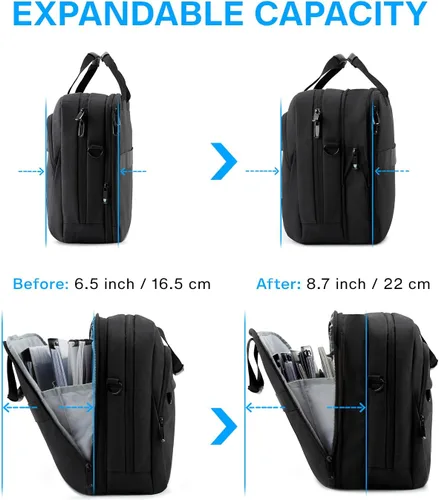 Miniatura 4 de BAGSMART Bolsa para laptop, maletín de 15.6 pulgadas para hombres, bolsa de computadora con cerradura para trabajo, bolsa de hombro estilo bandolera