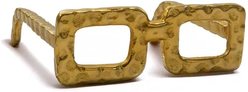 Modern Day Accents 5827 Gafas - Escultura cuadrada de lentes dorados, objeto decorativo de aluminio fundido para estantería, mesa de café,