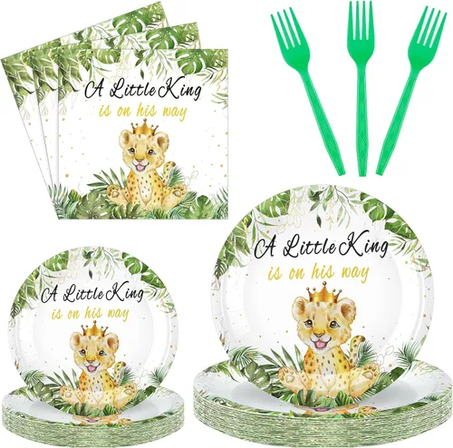 Miniatura 9 de Sunnyray 96 platos y servilletas para baby shower, suministros de decoración de fiesta, baby shower, platos de postre, servilletas y tenedores