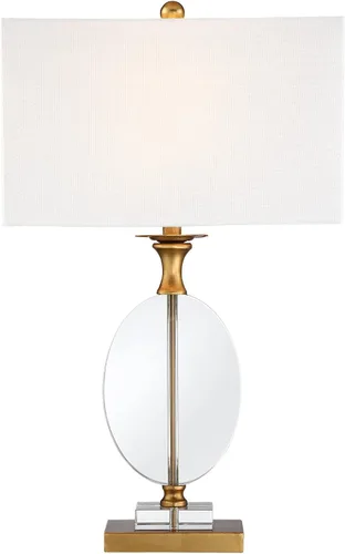 Miniatura 8 de Vienna Full Spectrum Valerie Modern Glam - Lámpara de mesa de lujo de 28 pulgadas de alto, cristal transparente dorado, tela blanca, pantalla