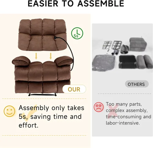 Miniatura 8 de Silla Reclinable Extra Grande, Sillas Reclinables para Hombres Grandes de 400LBS, Silla Reclinable Extra Ancha, Silla Reclinable Grande y Resistente