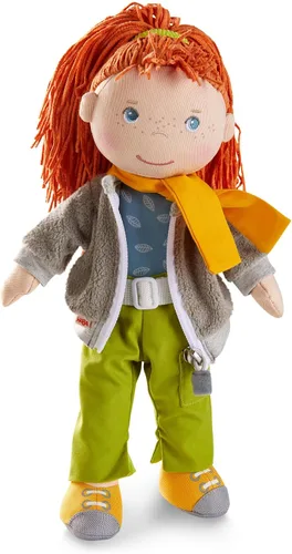 Miniatura 8 de HABA Muñeca de bebé blanda de 12" Hedda con cabello marrón, ojos azules y cara bordada, muñeca para niños pequeños lavable para 18 meses+