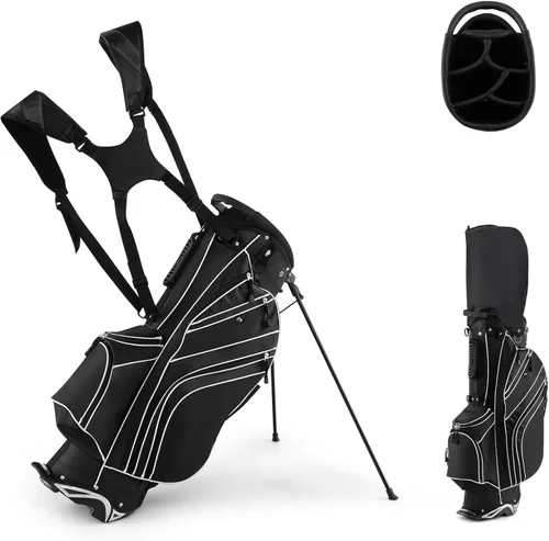 ULTIMATE Bolsa de golf con divisores superiores de 6 vías, bolsa de golf con bolsillos y bolsa refrigeradora, bolsa de golf ligera y portátil con