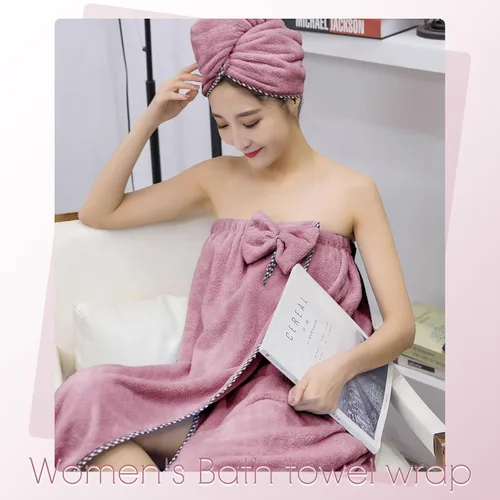 Miniatura 6 de Toalla de baño de microfibra para mujer, ajustable, suave, con toalla para el pelo, para ducha, después del cuerpo y la cabeza, súper absorbente
