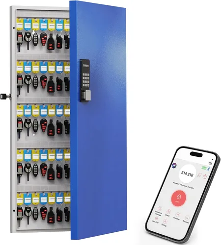 Miniatura 13 de WeHere Caja de bloqueo de llave inteligente de 192 teclas para montaje en pared, gabinete de llaves comercial con aplicación, teclado, Bluetooth