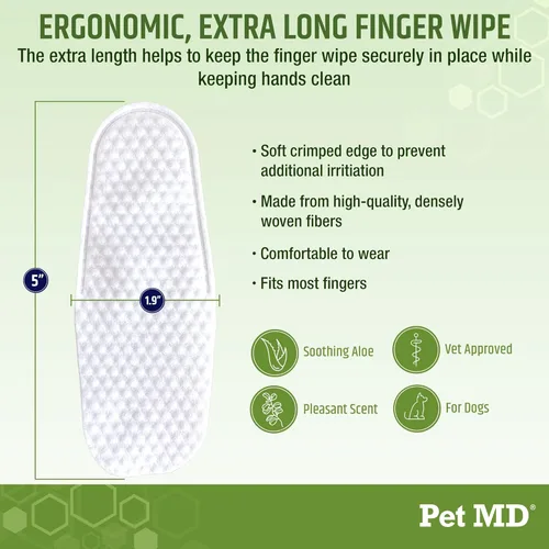 Miniatura 6 de Pet MD Toallitas limpiadoras de oídos para perros, limpiador ótico para perros, cuidado calmante de los oídos con aloe vera y eucalipto, toallitas