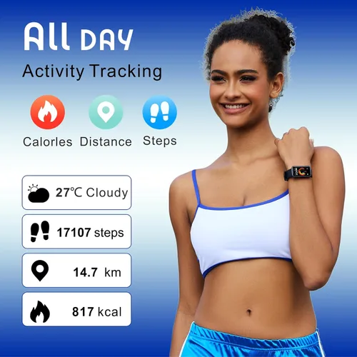 Miniatura 2 de Reloj inteligente para mujer, banda deportiva de 1.47 pulgadas, con alertas de mensajes/frecuencia cardíaca/oxígeno en sangre/sueño, para teléfono