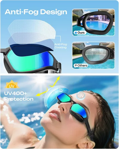 Miniatura 4 de OLANRUN Swim Goggles Adult Swimming Goggles No Leaking Full Protection Anti Fog UV Clear Vision for Men Women Teenagers Pool