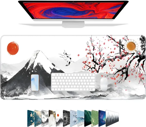 Miniatura 26 de Galdas Alfombrilla de mouse para juegos XXL XL, grande, larga, extendida, grande, de goma antideslizante, con bordes cosidos, para laptop, oficina