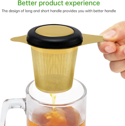 Miniatura 3 de Cesta infusora de té de acero inoxidable, filtro de té con colador pequeño y tapa, difusor de té para té suelto, experiencia superior de preparación