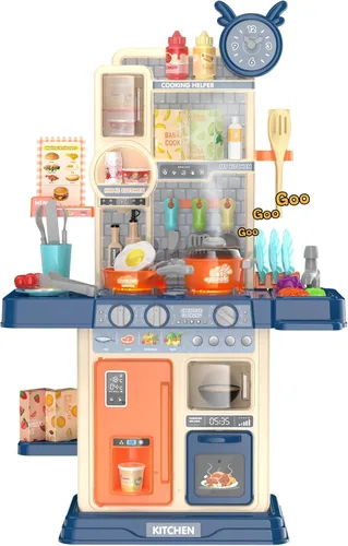Juego de cocina para niños pequeños, juego de cocina para niños pequeños, juguetes para niñas con estufa de cocina, vapor, fregadero y alimentos,