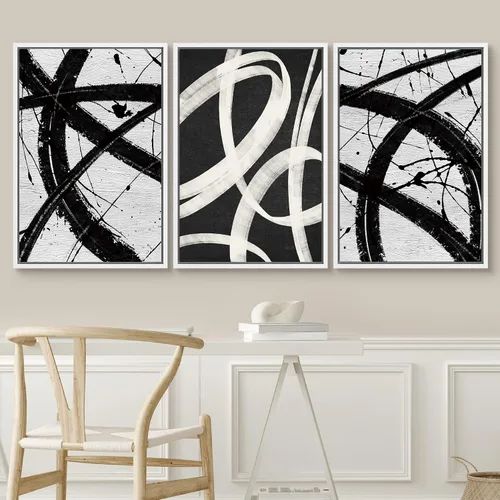 Miniatura 123 de SIGNWIN Lienzo enmarcado para pared, arte con pinceladas de flujo neutro en tonos beige abstractos, ilustraciones, arte moderno, decorativo