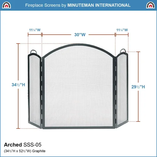 Miniatura 2 de Minuteman International SSS-05 - Pantalla plegable de tres partes para chimenea