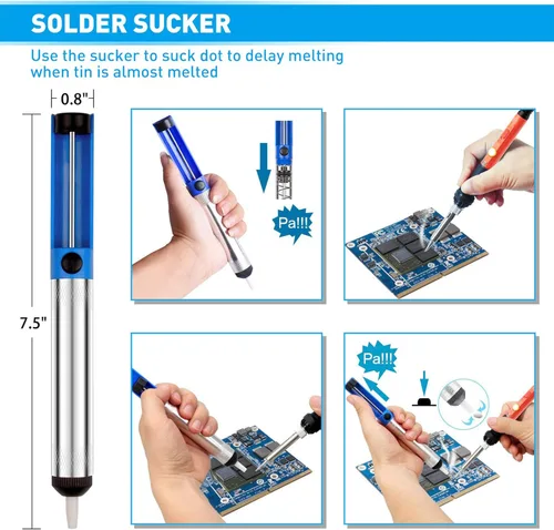 Miniatura 6 de Kit de soldador mejorado, 60 W, con temperatura ajustable, herramienta soldadora con interruptor de encendido/apagado, para reparaciones eléctricas