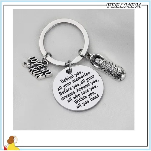 Miniatura 7 de FEELMEM Marathon Runner Gifts Llavero para correr a través de la pista de campo, joyería de maratón para correr, regalo de pista de regalo