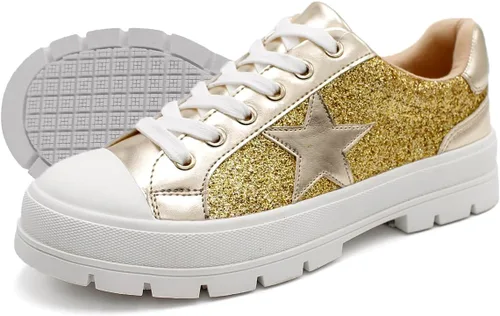 Miniatura 2 de Laforst Tenis antideslizantes con purpurina Mardi Gras para mujer, color morado