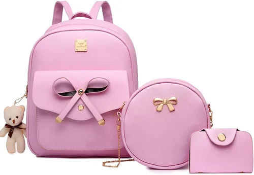 Miniatura 8 de MACCINELO Linda mochila de cuero para mujer, mochila pequeña con lazo para regalo de niñas, bolsa de hombro para mujer, 3