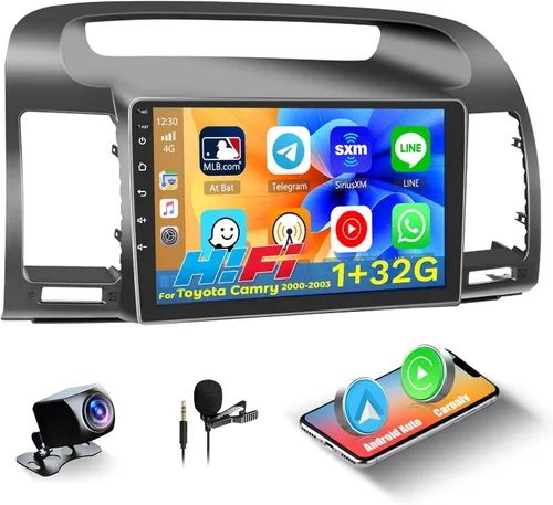 Hikity Estéreo de coche Android 15 para Toyota Camry 2000-2006, pantalla táctil de 9 pulgadas, receptor de audio de radio de coche, soporte WiFi