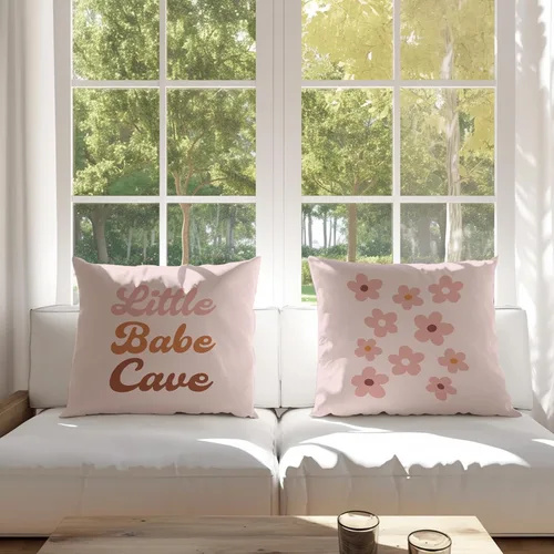 Miniatura 3 de Little Babe Cave Boho - Fundas de almohada decorativas con cita para niña, fundas de almohada retro de margaritas para el hogar, habitación