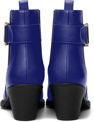 Miniatura 4 de Botas altas de tacón medio grueso con punta elástica mate para mujer, 2.5 pulgadas