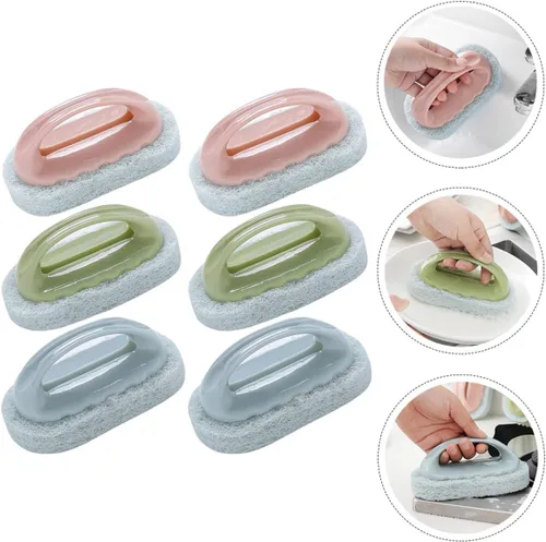 Miniatura 7 de Cabilock Cepillo de mango de limpieza, esponja para fregadero, esponja para lavavajillas, mango de lavado, almohadilla de cepillo de esponja