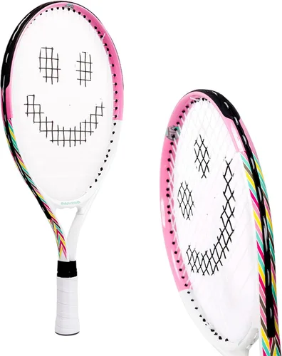 Raqueta de tenis para niños con videos de entrenamiento – Raqueta de tenis juvenil de aluminio con mango de neopreno para niños de 5 a 12 años –