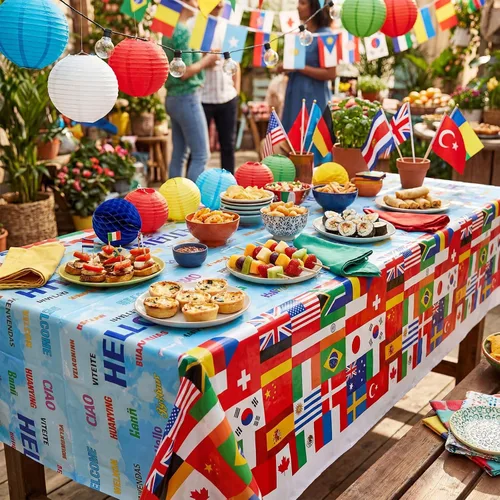 Miniatura 4 de Frienda 3 piezas de mantel patriótico con bandera internacional, mantel de plástico para viajes para festivales, eventos, celebraciones, fiestas