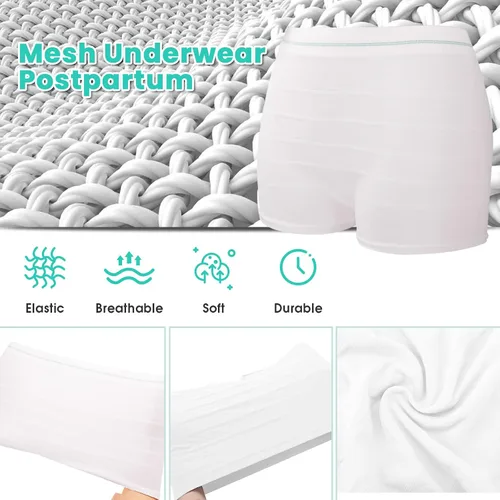 Miniatura 4 de HANSILK Ropa interior posparto de malla sin costuras Natural cesárea entrega post recuperación quirúrgica bragas desechables de mujer