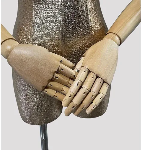 Miniatura 4 de Torso de maniquí femenino, forma de vestido con cabeza y brazos de madera posables, cuerpo torse de maniquí ajustable en altura