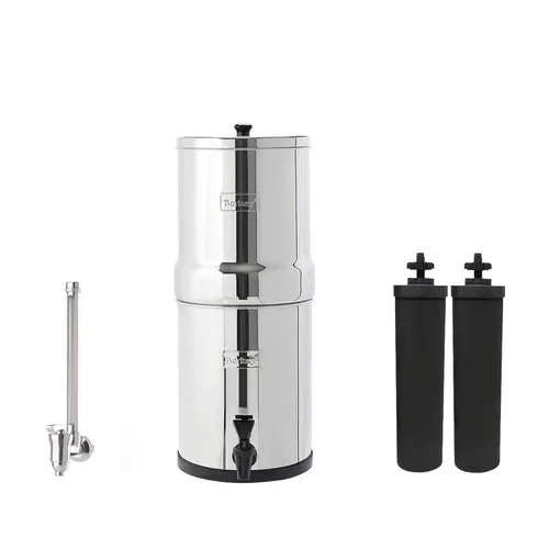 Berkey - Sistema de filtro de agua Travel Berkey alimentado por gravedad, con 2 Black Berkey Elements, guía de 7 pulgadas de acero inoxidable para