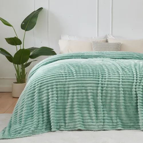 Miniatura 93 de NEWCOSPLAY Manta de Tiro Súper Suave Aqua Franela Sedosa Premium Forro Polar Jacquard Acanalado 3D Ligero Manta de Cama Uso en Todas las Estaciones