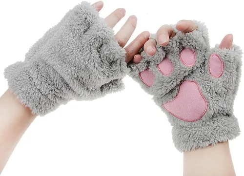 Miniatura 9 de FakeFace Lindos guantes de felpa de piel sintética sin dedos para niñas y mujeres