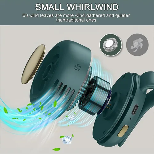 Miniatura 4 de Portable Clip on Fan, Mini Bladeless Fans for Shirts and Waist, 3-Speed Silent and Adjustable Wind Direction Rechargeable Cooling Fans, Versatile