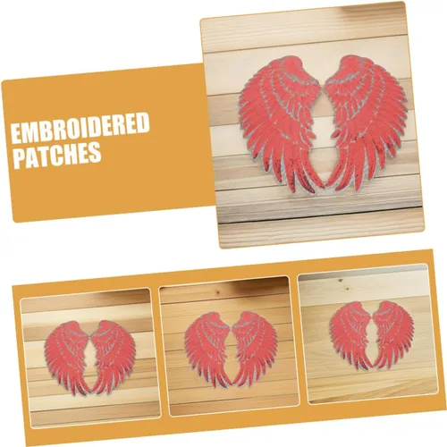 Miniatura 3 de 2 Pairs Red Self-Adhesive Embroidered Angel Wings Patches with Sequin Shine for Clothes Bags Jackets DIY Sewing Decoration