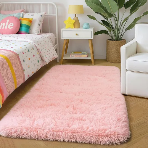 Miniatura 58 de Alfombras moradas para dormitorio de niñas, alfombra de 5 x 8 pies, alfombra peluda esponjosa para sala de estar, alfombras peludas gruesas
