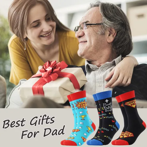 Miniatura 6 de BONANGEL Dad Socks Mens Funny Novelty Crazy Funky Socks Best Gifts for Fathers Day Birthday Christmas from Daughter Son