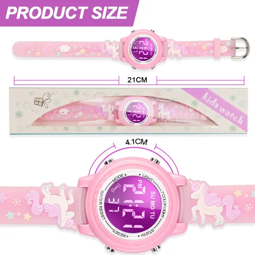 Miniatura 74 de Relojes LED impermeables para niños con alarma, juguetes para niños, regalos para niñas de 3 a 10 años