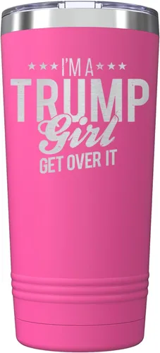 Miniatura 8 de Vasos aislados con tapa con la frase "I'm A Trump Girl Get Over It Stars", de 20 onzas con tapa, tazas de acero inoxidable, taza de café de viaje