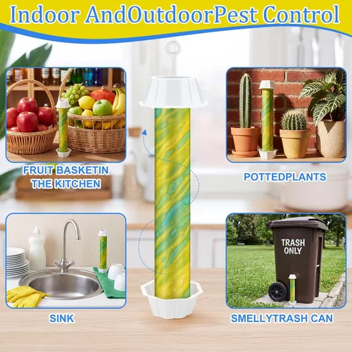 Miniatura 5 de Qualirey 8 trampas para moscas para interiores y exteriores, trampa adhesiva para moscas de frutas, para insectos domésticos, 10 x 2.5 pulgadas