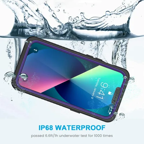 Miniatura 5 de Lanhiem Funda para iPhone 13, impermeable IP68, a prueba de polvo, a prueba de golpes, con protector de pantalla integrado, cubierta frontal