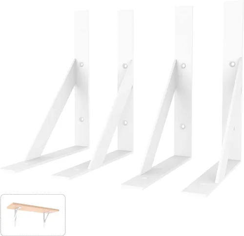 Miniatura 11 de SOGAL Soporte de estante pequeño, con 4 formas de montaje, soporte de estante montado en la pared, soportes de estante blancos de 3 x 4 pulgadas