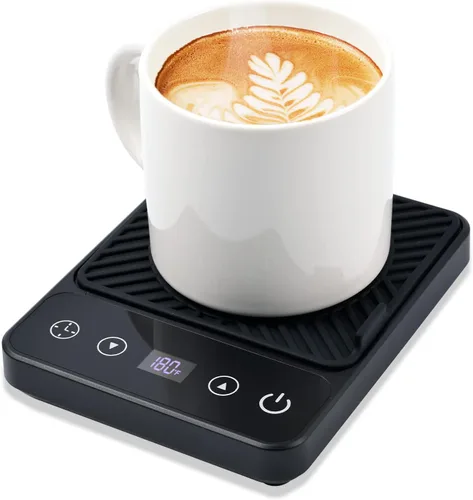 Calentador de tazas – Calentador eléctrico de taza de café con temporizador, calentador de taza de café para escritorio apagado automático, control